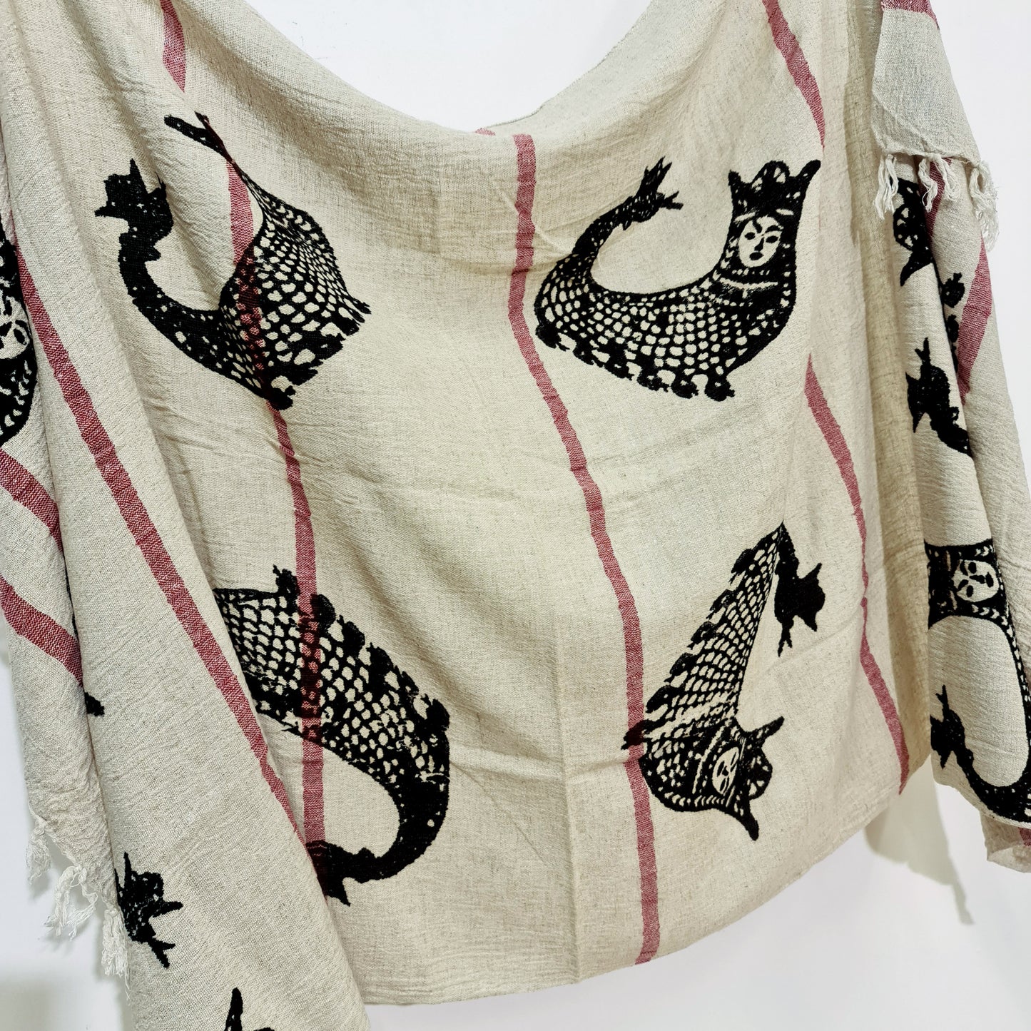 Linen Turkish Towel Pestemal Shahmaran Pattern