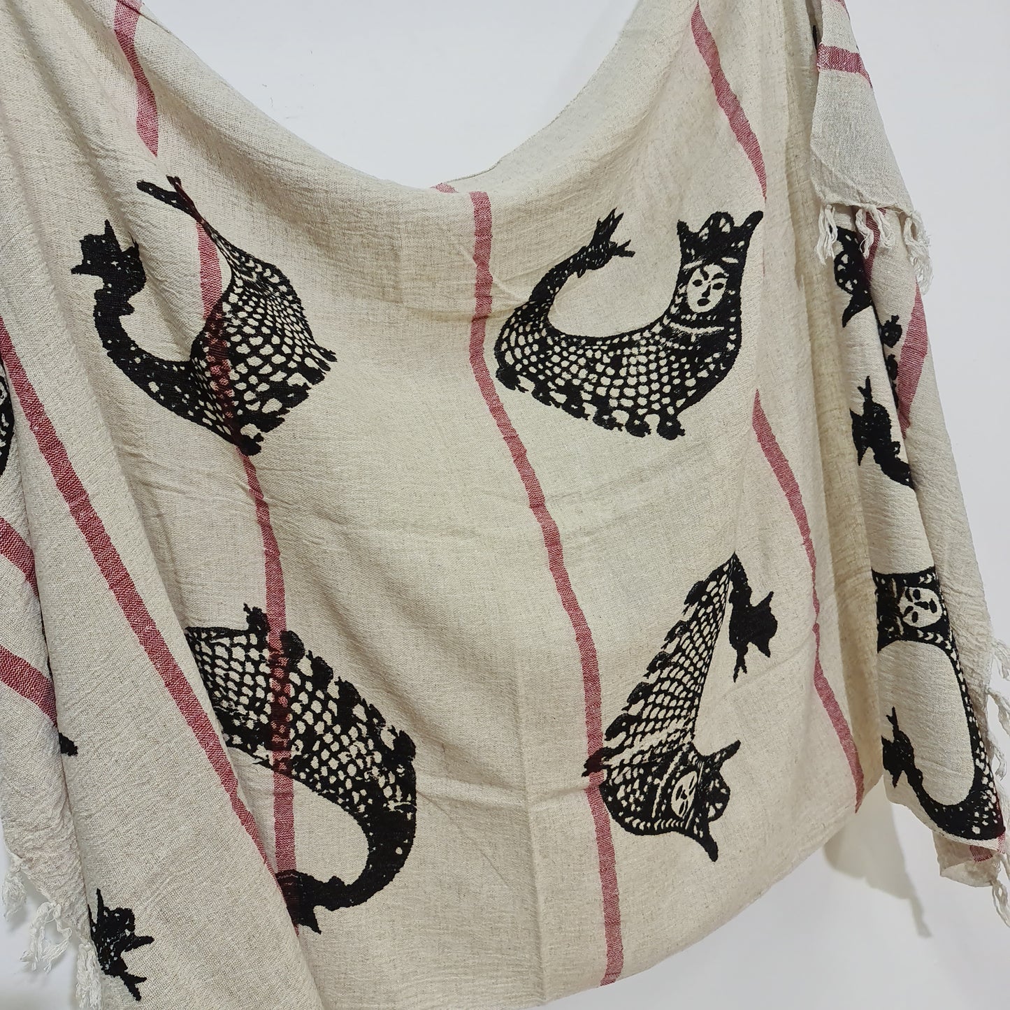 Linen Turkish Towel Pestemal Shahmaran Pattern