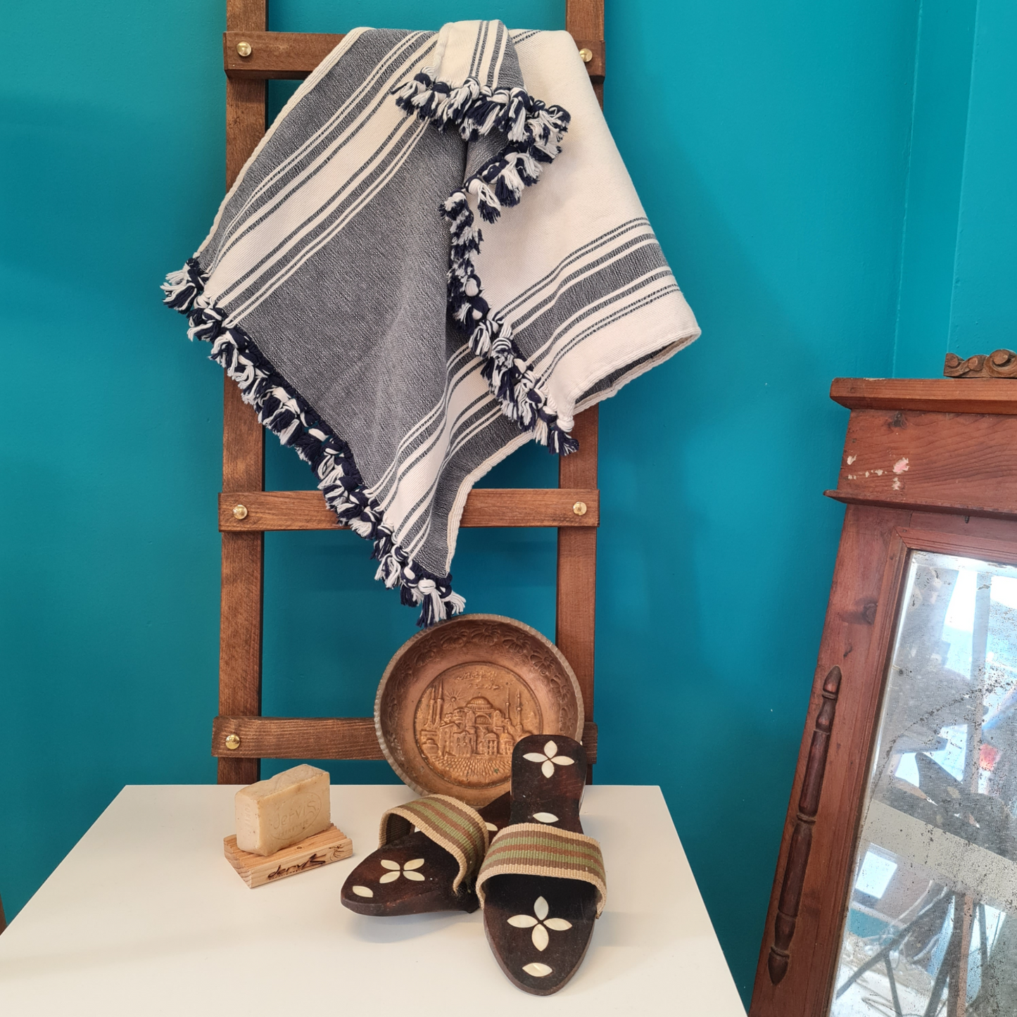 Natural Cotton Bath Matt Indigo