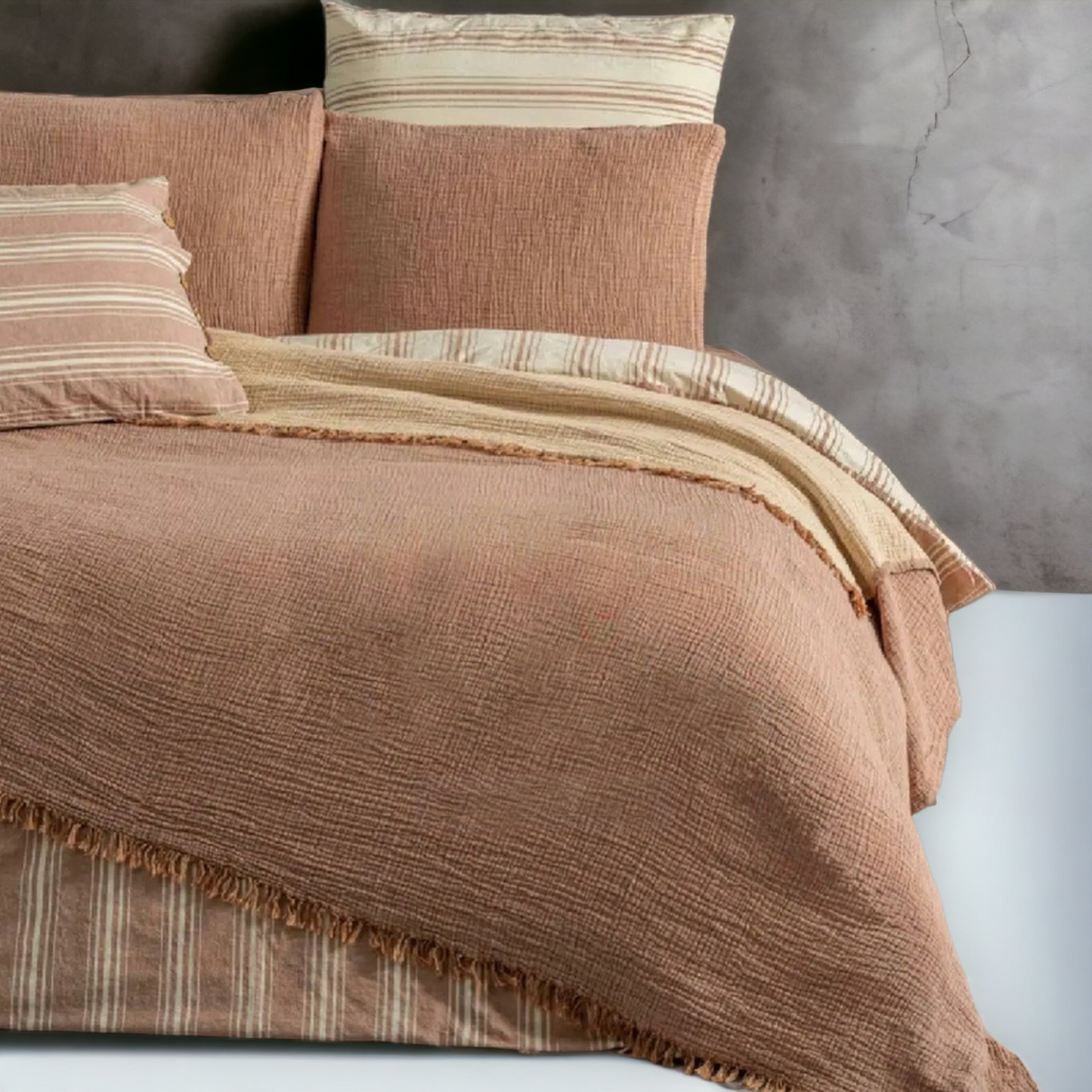 Natural Cotton Muslin Bedding for Adults Gauze Bed Cover Pillows