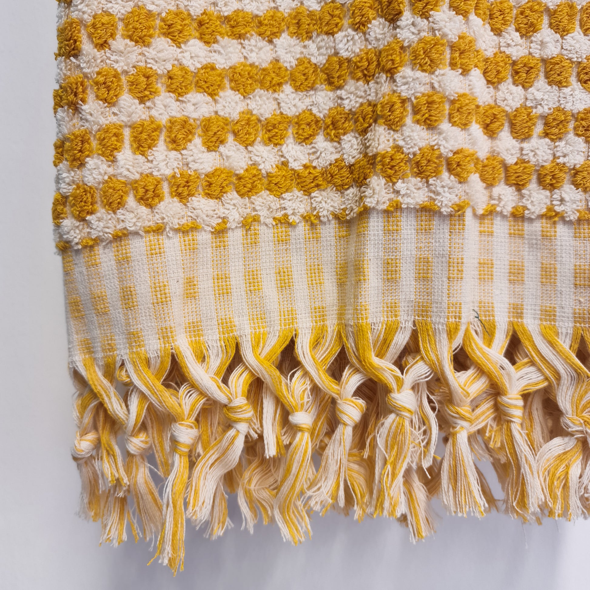Golden Dotted Turkish Terry Towel – Handwoven Luxury Cotton