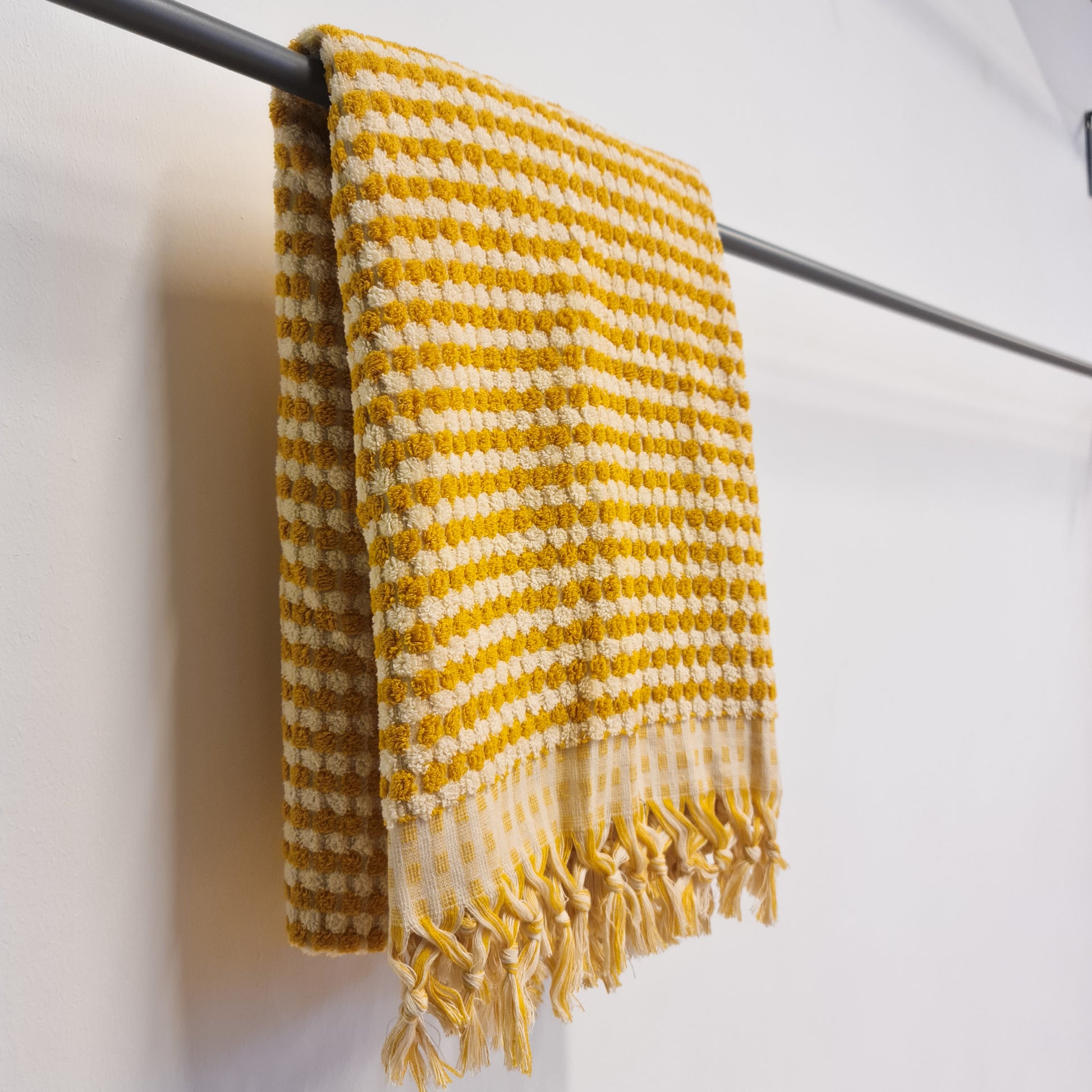 Golden Dotted Turkish Terry Towel – Handwoven Luxury Cotton