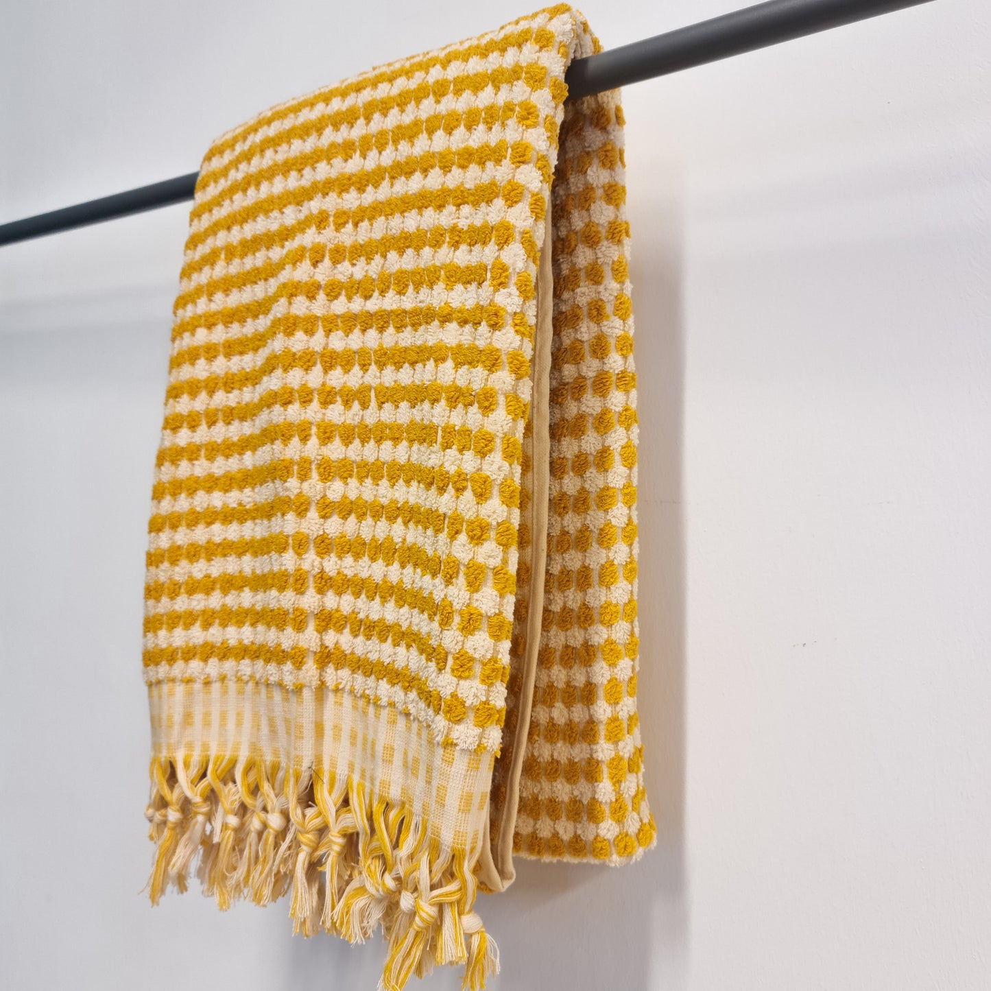 Golden Dotted Turkish Terry Towel – Handwoven Luxury Cotton
