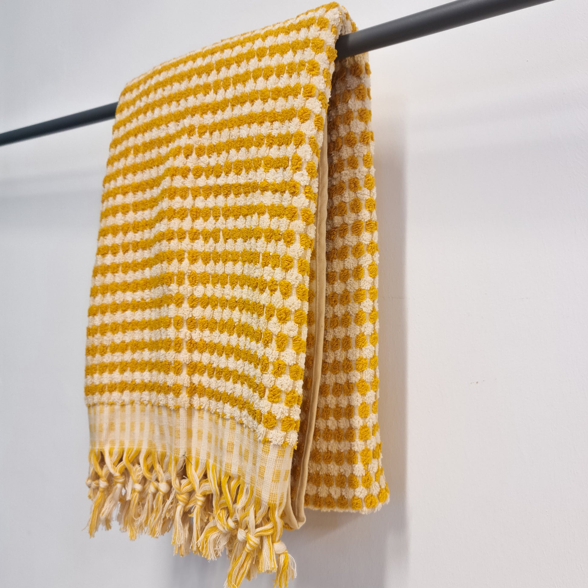 Golden Dotted Turkish Terry Towel – Handwoven Luxury Cotton