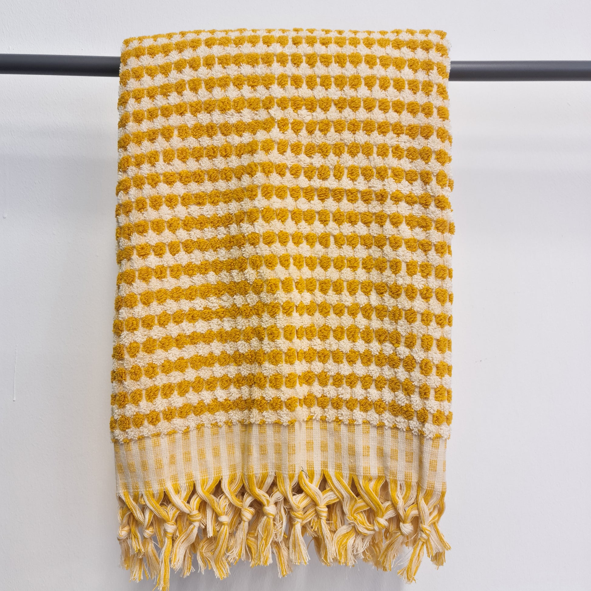 Golden Dotted Turkish Terry Towel – Handwoven Luxury Cotton