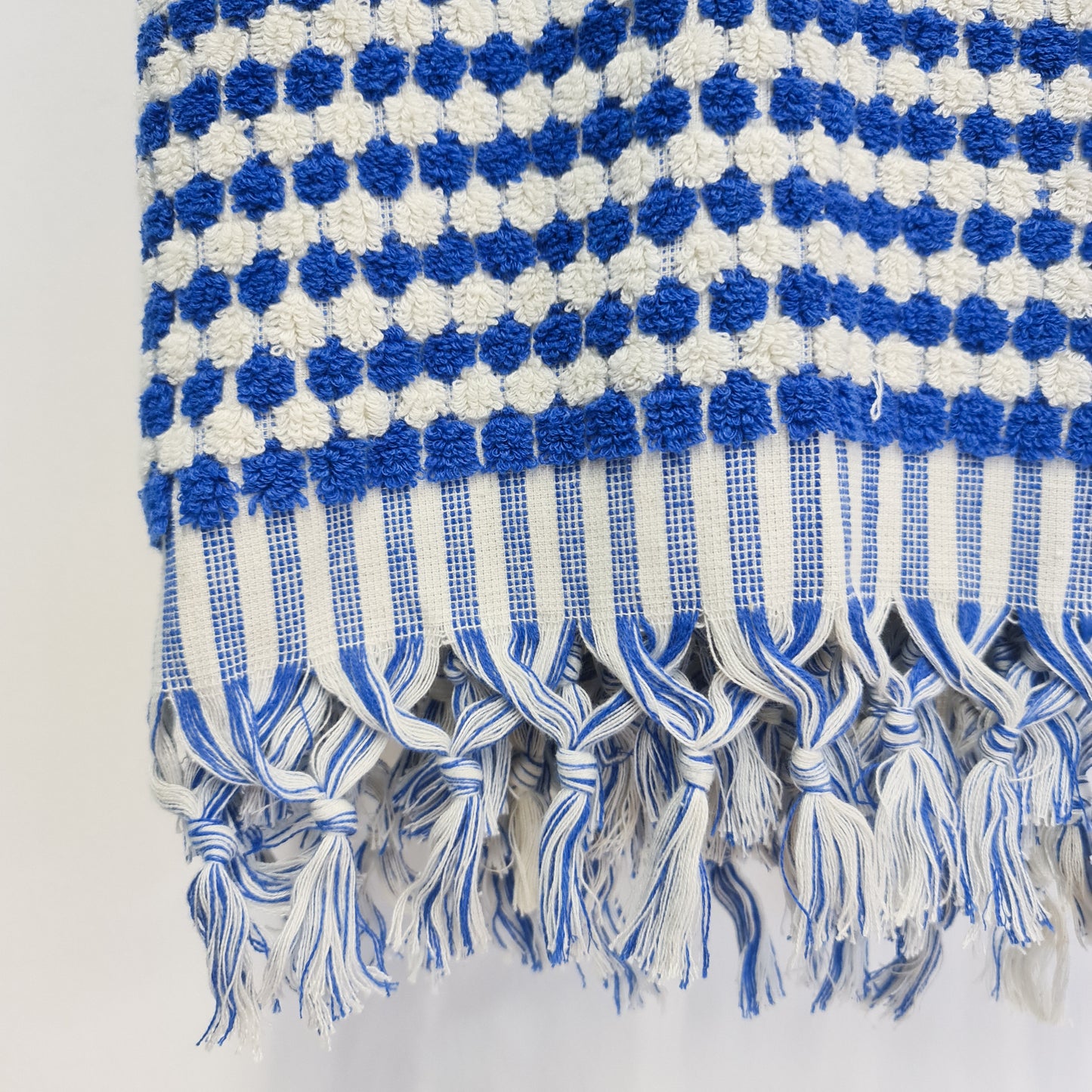 Turkish Terry Towel Hammam Towel Bath Towel Indigo Dotted Hand Woven Natural Turkish Cotton detailed view