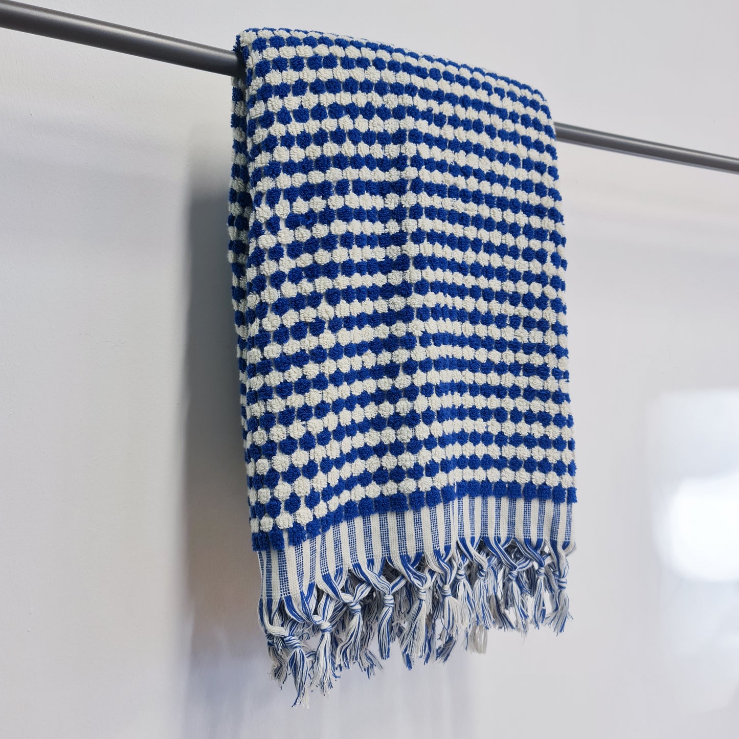 Turkish Terry Towel Hammam Towel Bath Towel Indigo Dotted Hand Woven Natural Turkish Cotton