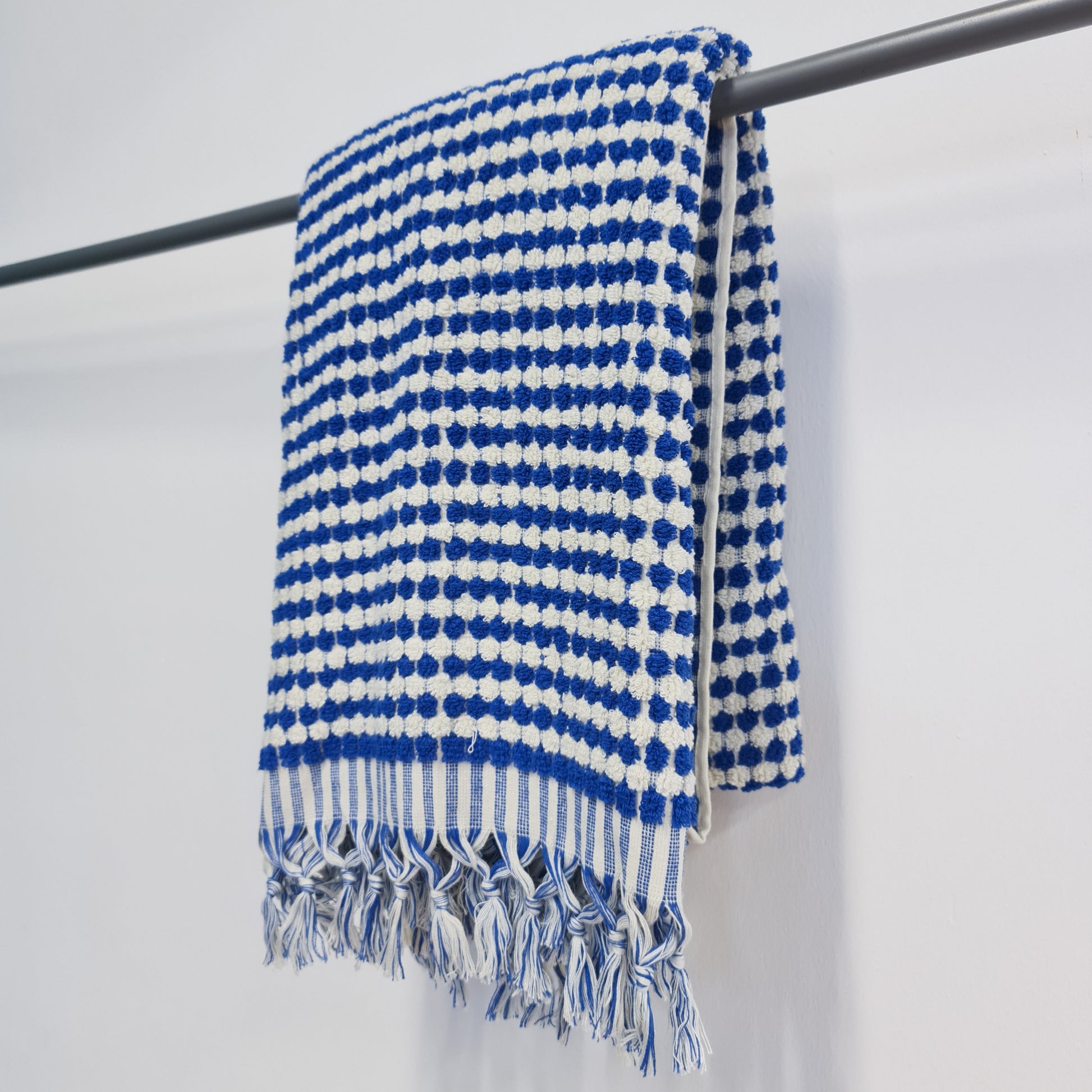 Turkish Terry Towel Hammam Towel Bath Towel Indigo Dotted Hand Woven Natural Turkish Cotton