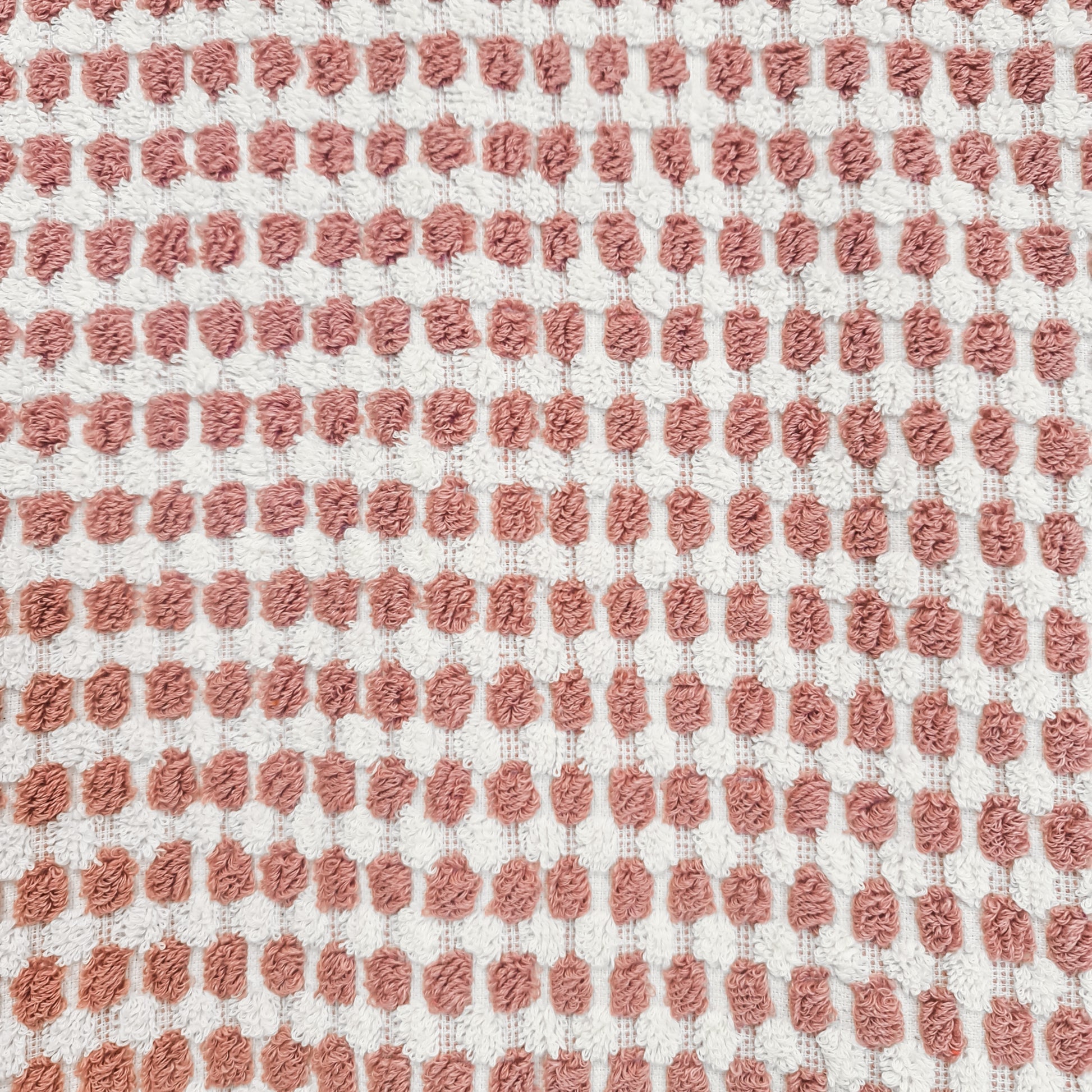 Turkish Terry Hammam Towel in Rose Pink Dotted Design – Luxury Cotton Bath Towel with Matching Hand Towel and Bathrobe Available Online, detailed view