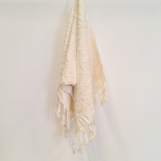Turkish Hammam Terry Hand Towels Baklava Design Ecru