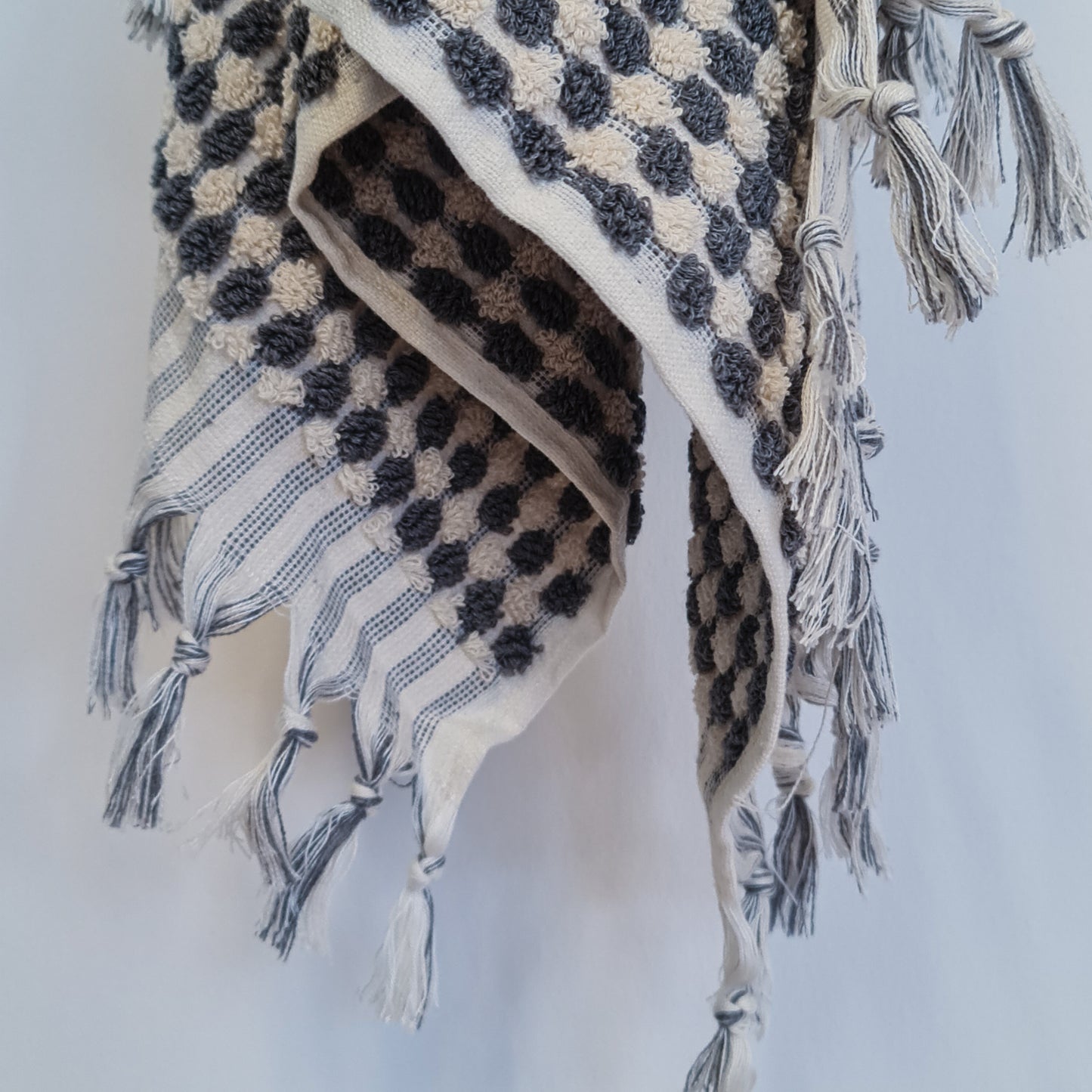 Turkish Hammam Terry Hand Towels Dark Grey Dotted