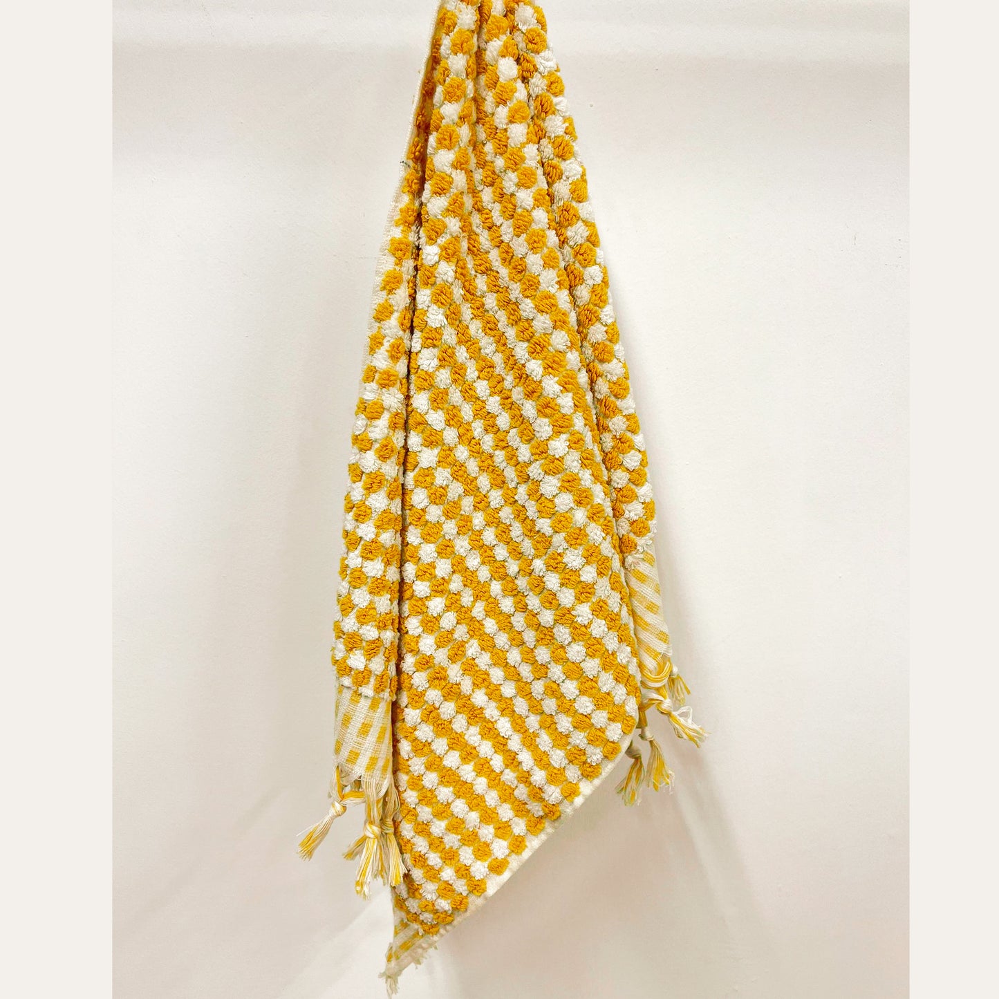 Turkish Terry Natural Cotton Hand Towel Dotted Yellow