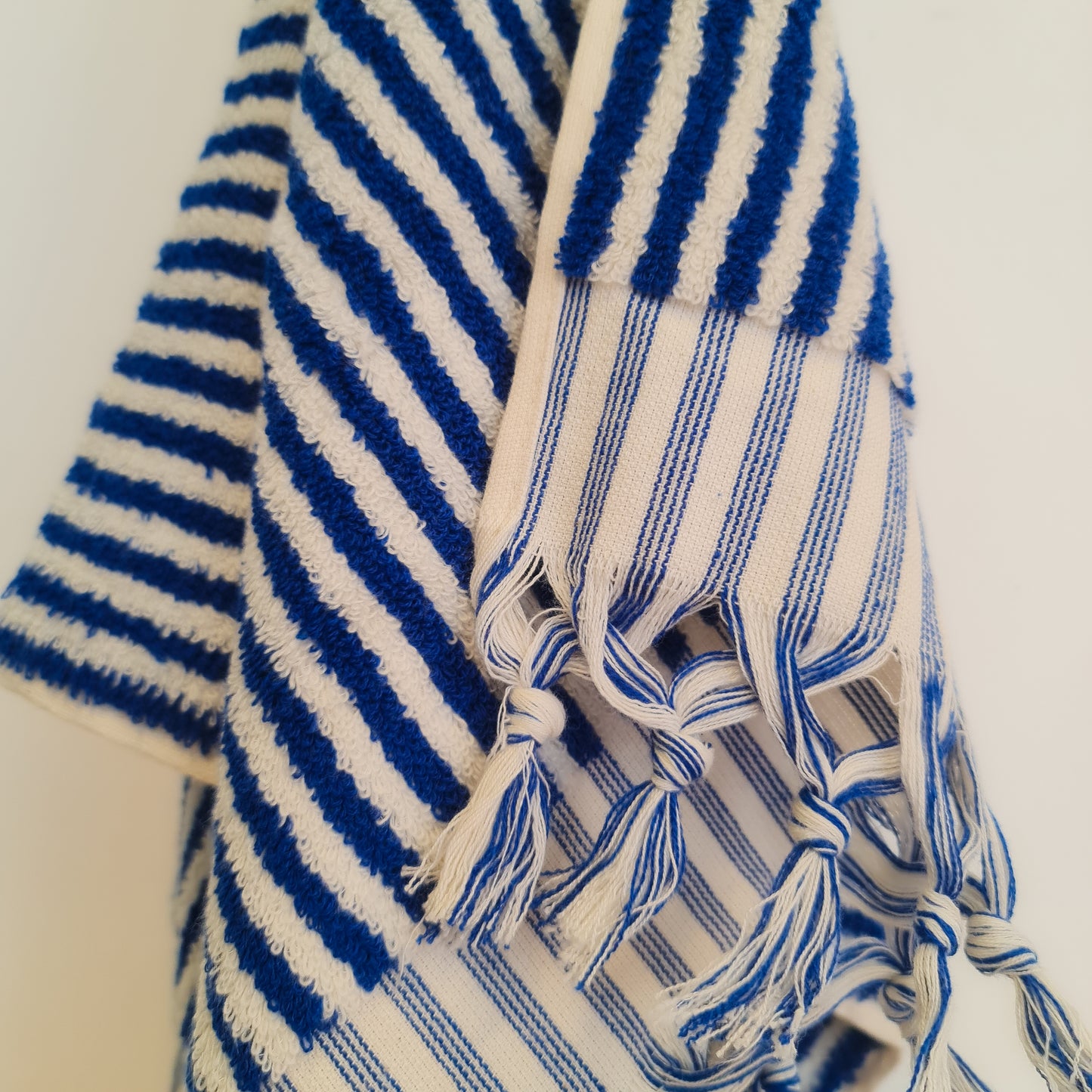 Turkish Hammam Terry Hand Towels Indigo Stripe