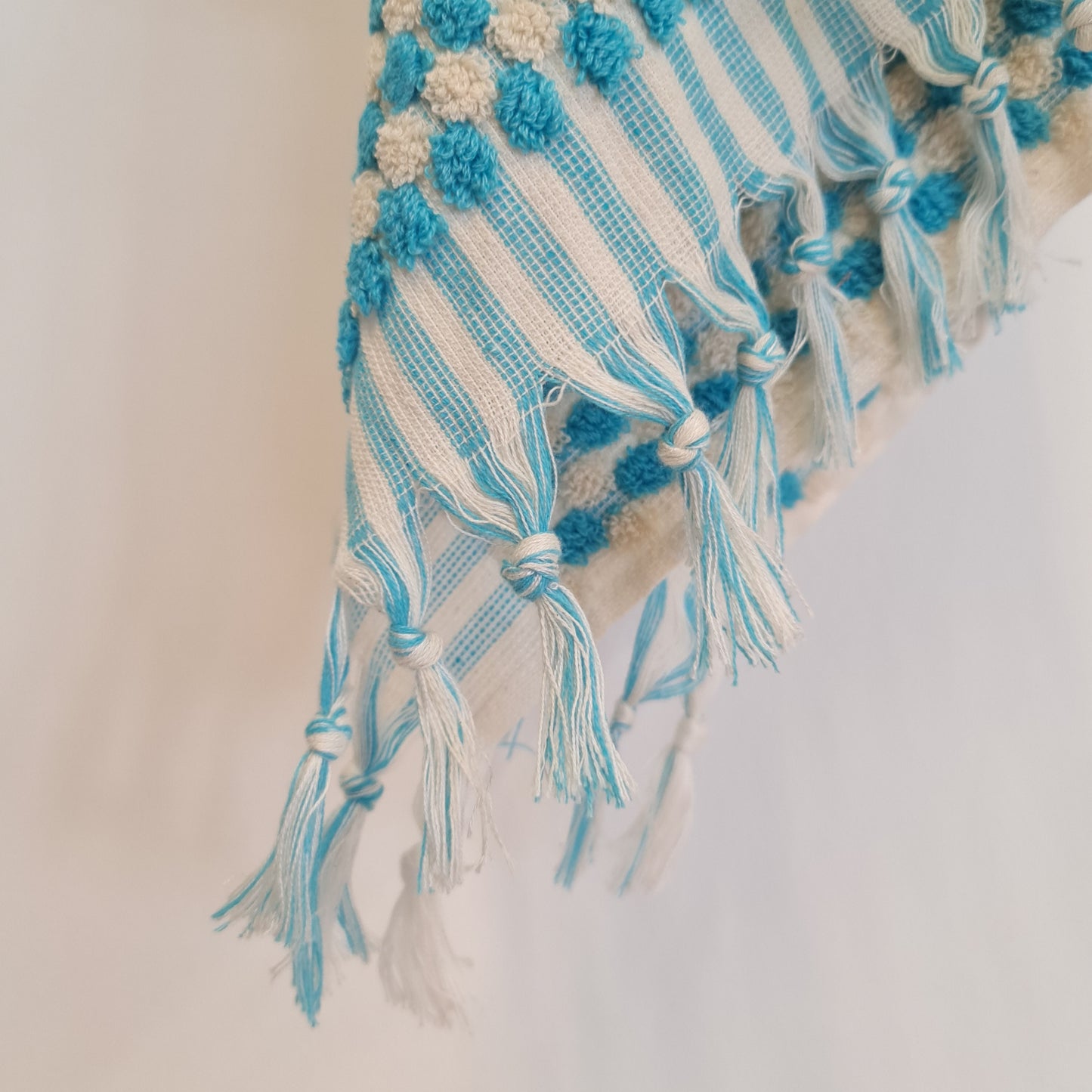 Turkish Hammam Terry Hand Towels Turquoise Dotted