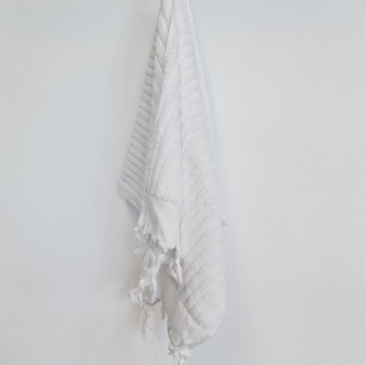 Turkish Hammam Terry Hand Towels White Stripe