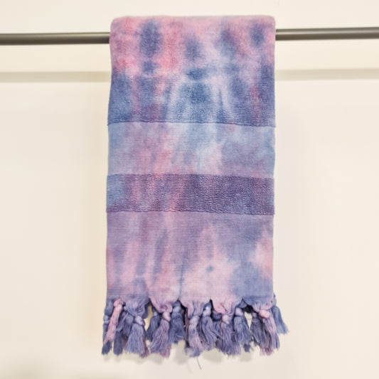 Turkish Terry Cotton Bath Towel Tie-Dye Blue