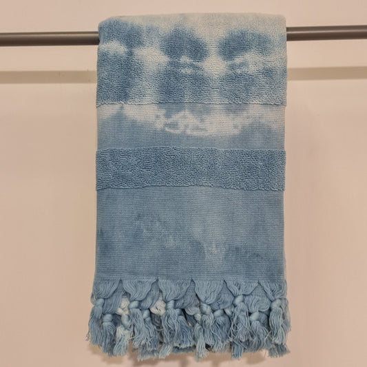 Turkish Terry Cotton Bath Towel Tie-Dye Turquoise