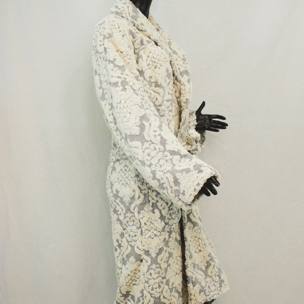 Turkish Terry Towel Bathrobe Damascus Design Grey