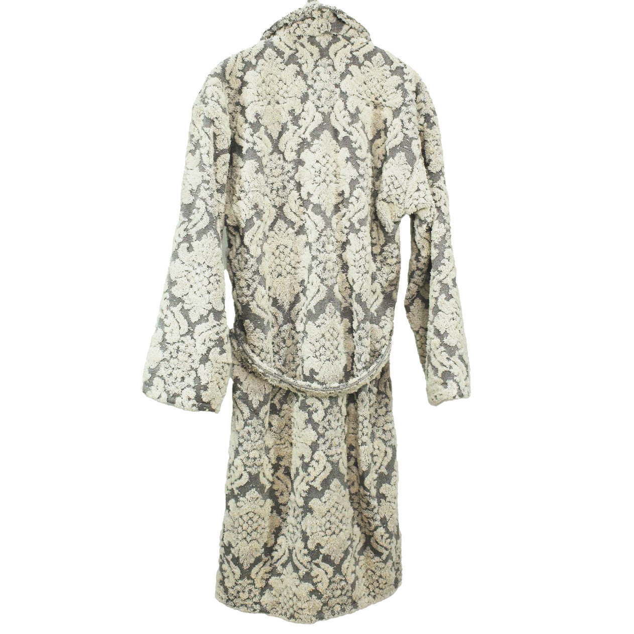 Turkish Terry Towel Bathrobe Damascus Design Grey