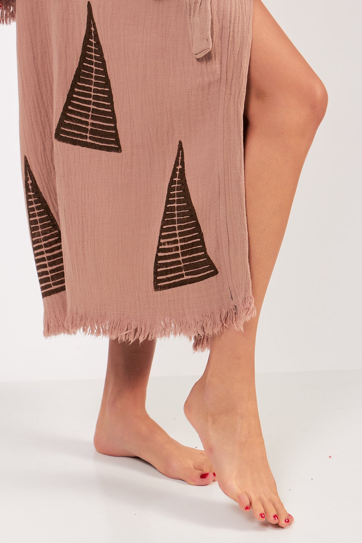 Turkish Towel Kimono Bathrobe Pyramid Design Brown