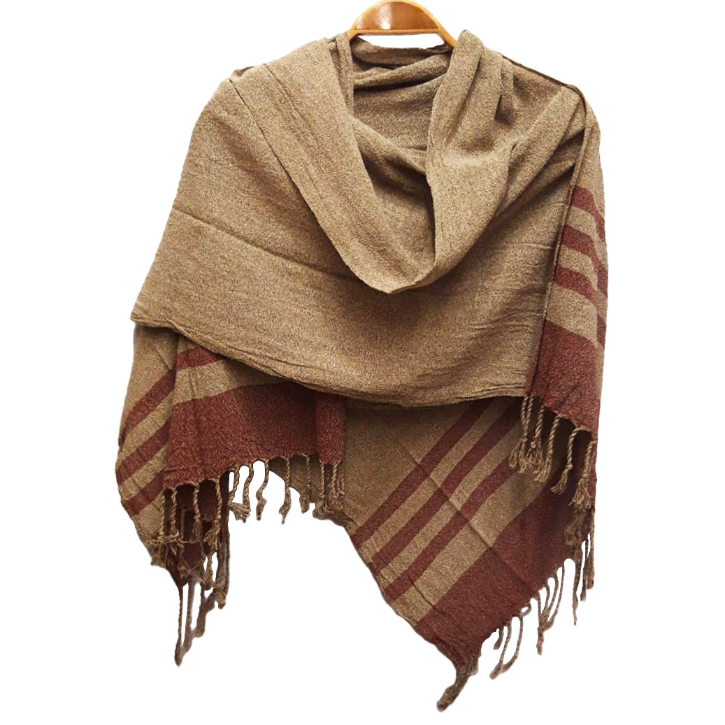 Hand-Woven row sılk Scarf Brown