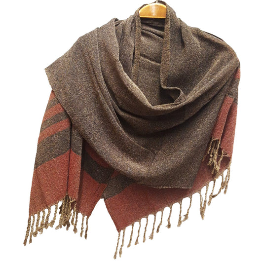 Hand-Woven Raw Silk  Scarf Brown